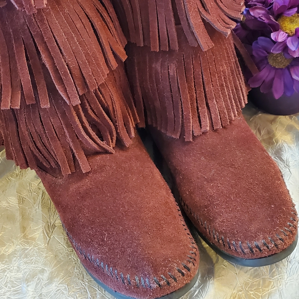 MINNETONKA SUEDE BOOTS SZ 9 - Picture 4 of 11